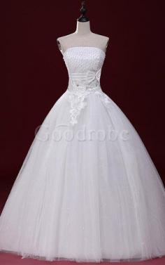 Robe de mariée jusqu'au sol avec perle en dentelle avec lacets avec nœud