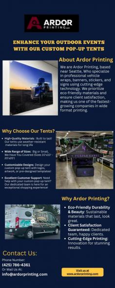 Ardor Printing, Seattle's premier sign company, excels in wide-format printing. We offer banners, signage, vehicle wraps, and more, blending quality and affordability to cater to commercial and personal printing needs.