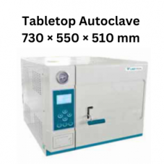 Labtron Tabletop Autoclave is a portable B-class unit with a 35L capacity, offering 105-134°C sterilization and 0.22 Mpa pressure. It features a safety door-locking mechanism, a 60-minute timer, automatic cold air discharge, and a self-inflating leakproof chamber.
