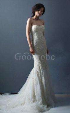 Robe de mariée distinguee de col en cœur de traîne moyenne de bustier avec perle