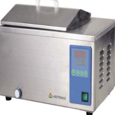 Labotronics Stainless Steel Water Bath is equipped with  PID controller with 5°C to 99°Ctemperature range, a 22 L capacity, and  ±0.5°C temperature tolerance. It features more accurate and reliable temperature control with time settings up to 9999 minutes,making it ideal for laboratory applications.