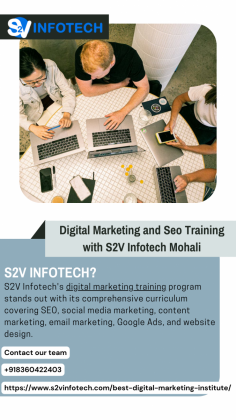 https://www.s2vinfotech.com/best-digital-marketing-institute/
S2V Infotech's digital marketing training program stands out with its comprehensive curriculum covering SEO, social media marketing, content marketing, email marketing, Google Ads, and website design. Our practical training approach ensures you learn by working on real projects, using the latest tools and technologies that industry professionals use daily.
