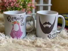 Celebrate your love with our 'Beauty and the Beard' Couple Mugs! 