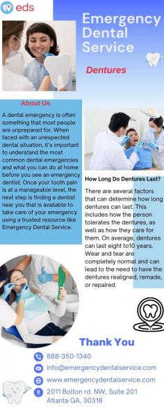 Losing teeth can be very stressful in addition to typically coming after an agonizing event. Major disruptions to daily activities might result from speaking and eating more difficult when one's teeth are missing. In addition, you might feel self-conscious about your new grin and lose confidence at the same time. Give us a call at 1-888-351-1473 for Full Denture Implants in Minnesota, to arrange an appointment or learn more about our services. 

Website: https://www.emergencydentalservice.com/dentures/state/minnesota
