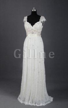 Abito da Sposa A-Line Originale Lungo a Sala in Pizzo