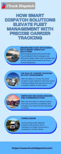 Smart dispatch solutions equipped with accurate carrier tracking help businesses achieve efficient fleet operations by reducing downtime and improving route optimization. A well-rounded fleet management solution enhances transparency, ensuring every delivery is monitored and tracked in real-time, leading to improved accountability and faster turnaround times. Visit here to know more:https://anotepad.com/notes/adi324cb