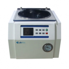 Labnics vacuum concentrator centrifuge offers precise control with an intelligent microprocessor. It supports 12×10ml, 6×50ml, or 12×15ml rotors, operates at 10-40°C with ±1°C accuracy, 533×g RCF, and 1800 RPM. Features include a non-contact drive, durable chamber, and cold trap compatibility.