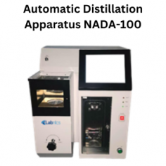 Labnics automatic distillation apparatus features an oven temperature range of 0-500°C (accuracy of ±0.1°C) and a refrigeration temperature range of 0-60°C. It has a 10" touch screen for temperature, volume, and curve display and includes a mechanically refrigerated cooling tube and cylinder room.