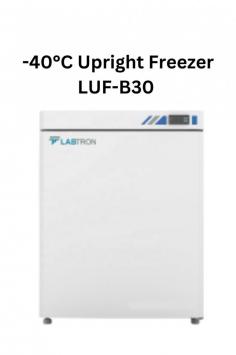 Labtron -40°C Upright Freezer with 90L capacity, ultra-low temperature range: -20 to -40°C. Microprocessor control, 100mm insulation,  digital display with keyboard lock, powder-coated housing, aluminum interior.
