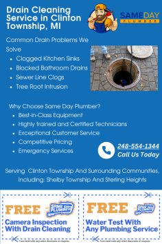 For professional drain cleaning in Sterling Heights MI trust Same Day Plumber. We provide fast, reliable services to clear clogs and maintain your plumbing. Contact us for same-day assistance and keep your drains flowing smoothly!
