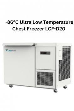 Labtron -86°C Ultra Low Temperature Chest Freezer offers 138L capacity, adjustable -40 to -86°C range, microprocessor control, platinum sensors, and oil-lubricated tech with direct cooling and manual defrost.
