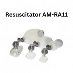 Abimed resuscitator is a well-structured device designed for the patient's comfort that delivers large stroke volumes. Unit features material made of silicone, a pressure relief valve of 60 or 40 cm H2O, and a color of milk white. It is incorporated with an inlet valve, a manometer, and a 30 mm exhale port for PEEP or filter attachment.