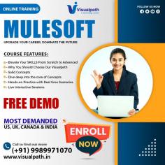 Unlock your potential with expert-led MuleSoft Online Training at Visualpath. Our comprehensive MuleSoft Training in Hyderabad equips you with essential skills for seamless integration solutions. Start your journey with hands-on learning to become a certified MuleSoft professional. Call +91- 9989971070  Course Covered: Mulesoft, DataWeave, SnapLogic, Anypoint CLI, Boomi, Jitterbit, DataGraph, API Functional WhatsApp: https://www.whatsapp.com/catalog/919989971070/ Blog link: https://visualpathblogs.com/   Visit us https://www.visualpath.in/Mulesoft-Training-in-hyderabad.html 