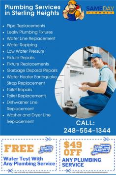 Searching for plumbers in Sterling Heights, MI? Same Day Plumber provides prompt and professional plumbing services. Whether it's repairs or installations, our expert plumbers in Sterling Heights, MI, are ready to assist you.
