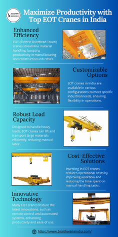 Maximize Productivity with Top EOT Cranes in India

Want to enhance productivity in your operations? Choose EOT cranes from Braithwaite, built to improve efficiency and safety in material handling. These cranes offer powerful lifting capabilities and smooth operation, making them ideal for manufacturing, construction, and logistics. With Braithwaite's EOT cranes, you can optimize your facility’s space and create a safer, more efficient work environment. 

Visit us- https://www.braithwaiteindia.com/eotcranes