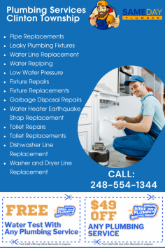 Same Day Plumber offers fast and dependable plumbers in Clinton Township, MI. Our expert plumbers in Clinton Township MI handle all residential and commercial plumbing needs. Call today for professional service in Clinton Township, MI.