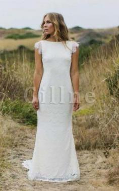 Abito da Sposa Sexy Formale E Informale Stravagante in Pizzo con Manica Corte