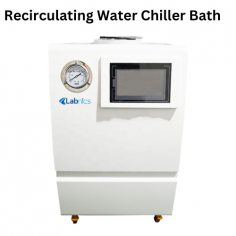 Labnics Recirculating Water Chiller Bath is a durable laboratory chiller with steel construction for routine cooling applications. It features a 3-liter capacity, a temperature range from minus 5 degrees Celsius to room temperature, a 500 watt cooling capacity, and a 20 liter per minute pump flow rate.
