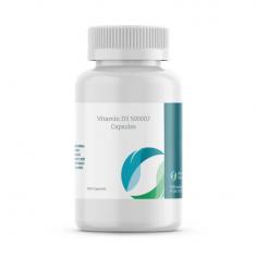 Vitamin D3 5000IU Capsules provide a high-potency dose of vitamin D3 to support bone health, immune function, and overall wellness. Vitamin D3 is essential for calcium absorption, promoting strong bones and teeth, and helps maintain a healthy immune system. These capsules are ideal for individuals with limited sun exposure or those needing additional vitamin D support. Suitable for daily use as part of a balanced diet, they offer a convenient way to maintain optimal vitamin D levels for overall health and vitality.