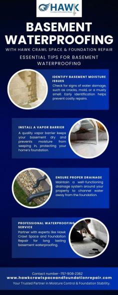 Basement Waterproofing Specialists – Hawk Crawl Space & Foundation Repair Get top-notch basement waterproofing from Hawk Crawl Space & Foundation Repair to eliminate moisture problems.
