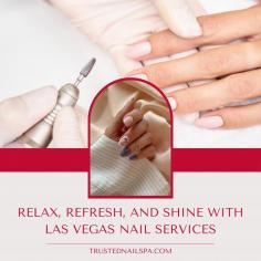 Unwind in the heart of Las Vegas with premium nail services designed to pamper you from head to toe. From chic manicures to rejuvenating pedicures, each treatment is tailored to give your nails a healthy, vibrant glow. Step into a world of luxury and leave feeling refreshed, relaxed, and ready to shine with confidence. Whether you're a local or just visiting, treat yourself to the perfect blend of care and style that only Vegas nail experts can offer!