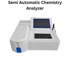 Labnics Semi-Automatic Chemistry Analyzer provides a measuring range from 0 to 3.5 optical density with 2 percent accuracy and linearity. It features wavelengths from 304 to 630 nanometers, precise temperature control, a durable halogen lamp, ample data storage, and user-friendly operation.
