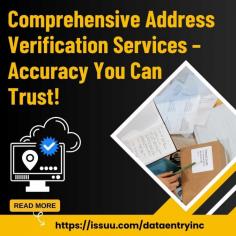 Avail our accurate and quick Address Verification Services to maintain the integrity of your customer data. Fast, safe, and cost-effective—from fraud prevention to operational efficiency, we've got it all covered. Let us help you with all your needs for seamless data validation and precision.

To know more - https://issuu.com/dataentryinc/docs/everything_about_address_verification_services_
