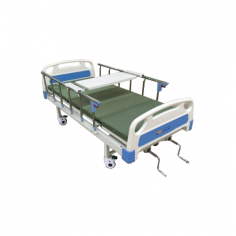 Zimed Two Crank Manual Hospital Bed features durable ABS plastic detachable head and footboards. It has two adjustable crank handles for smooth operation, enabling back and 
leg rise functions to support patient movement and comfort, ensuring practical and reliable care.
