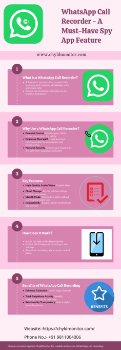 Easily record WhatsApp calls with a WhatsApp Call Recorder. Monitor voice and video calls remotely, ensuring safety and staying informed with advanced recording features.
#WhatsAppCallRecorder #SpyApps #WhatsAppMonitoring #CallRecordingApp

