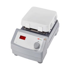 Labmate Hotplate offers efficient heating and stirring with a temperature range up to 550°C. Featuring a glass ceramic surface, it includes an external temperature sensor for real-time control. With overheating protection at 580°C and IP21-rated for safety, it ensures precise sample mixing and handling.