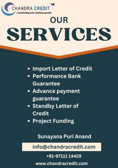 Feel Free to contact for any assistance.

Contact Number(Subhash Chandra): +91-8448278716

Whatsapp Number: +91-9810106742

email id: subhash@chandracredit.com , info@chandracredit.com

Website : https://www.chandracredit.com/
https://www.chandracredit.com/blog-details/72/is-sblc-accepted-in-india-a-comprehensive-guide

Address : Noida One Building , 9th floor office No - 923, Tower C,b-8, Sector -62, Gautam Budh Nagar, (Up), India, Pin 201309