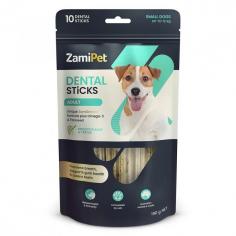 ZamiPet Dental Sticks Adult are delicious dog treats formulated to support overall oral health with the added benefits of flaxseeds and Omega-3 for optimum general health and immunity. These unique four-clover-shaped sticks provide gentle abrasion during chewing and help clean tartar and plaque buildup whereas its unique formulation freshens breath, promotes healthy gums, and prevents periodontal diseases.