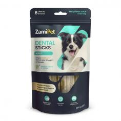 ZamiPet Dental Sticks Adult are delicious dog treats formulated to support overall oral health with the added benefits of flaxseeds and Omega-3 for optimum general health and immunity. These unique four-clover-shaped sticks provide gentle abrasion during chewing and help clean tartar and plaque buildup whereas its unique formulation freshens breath, promotes healthy gums, and prevents periodontal diseases.