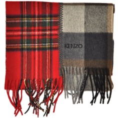 Kenzo Wool Scarf Red Green Plaid  Discount Women Designer Scarves Outlet | Como Milano
