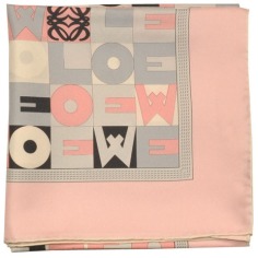 Loewe Silk Square Women Scarf Pink Grey Logos  Discount Women Designer Scarves Outlet | Como Milano