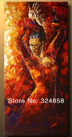 Top Quality Acrylic Handpainted Impasto Textured Modern Sexy Girls Spanish Dancer Oil Painting Vintage Interior home Decoration-in Painting & Calligraphy from Home & Garden on Aliexpress.com