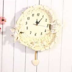 MOQ:1piece!!! EMS free shipping high quality resin material three angels on the wing wall clock-in Wall Clocks from Home & Garden on Aliexpress.com