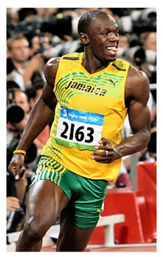 Super star Olympian Usain Bolt. Jamaican track and field runner.  Great athlete and the fastest man on EARTH!
