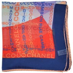 Chanel Silk Square Scarf Navy Red Lilac Logo  Discount Women Designer Scarves Outlet | Como Milano