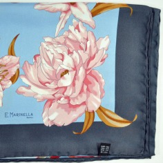 Marinella Silk Square Scarf Floral Pink Blue  Discount Women Designer Scarves Outlet | Como Milano