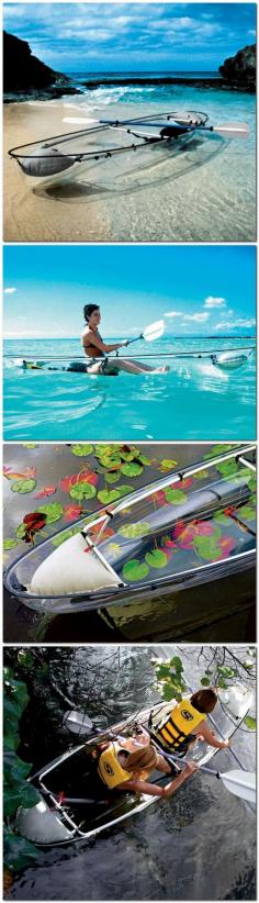 The #Transparent #Canoe #Kayak.    This canoe-kayak hybrid has a transparent polymer hull that offers paddlers an underwater vista unavailable in conventional boats