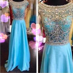 2014 Chiffon long cap sleeve V back handmade  chunky jeweled Aqua champagne prom dress , pageant dress , evening  party  wedding dress ,