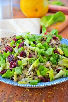 Cranberry Quinoa Salad with Dairy-Free Caesar Dressing #glutenfree