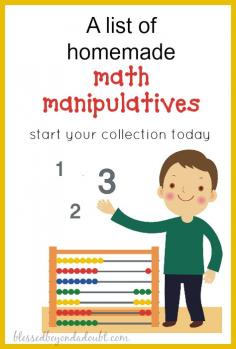 Start making math manipulatives for teaching math today! A must page to bookmark for homeschoolers or teachers. Have FUN!