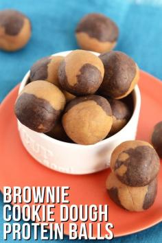 Brownie Cookie Dough Swirl Protein Balls | FitFoodieFinds.com