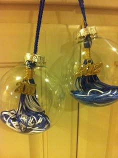 Great idea to reuse your graduation tassels: turn them in to Christmas ornaments. Great idea for all the grads...