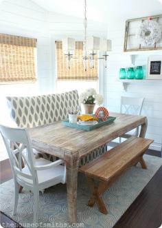 eclectic dining space..love the mix of seating
