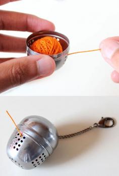 If you are working on a small project, store thread or cotton in a tea infuser for safekeeping while traveling.