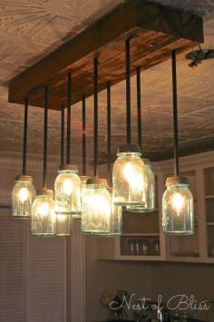 Build it: DIY Mason Jar Chandelier from Nest of Bliss!  #mason #diy