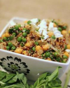 {Quinoa Risotto with Peas and Chickpeas}